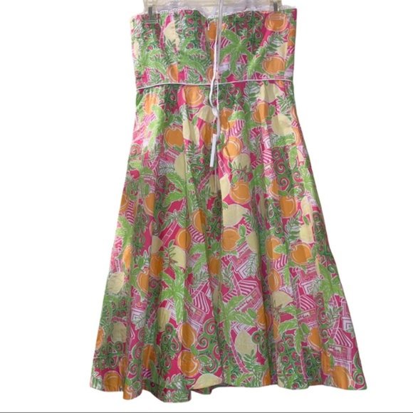 RARE HTF Lilly Pulitzer Juice Bar Print White Tag 90s Y2K Dress Size 4 - Picture 5 of 9